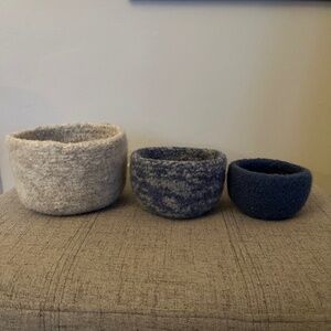 Hand knitted felted bowls